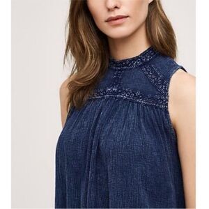 Anthropologie Eri + Ali Sweetbriar Navy Lace Trim Tank Top Small